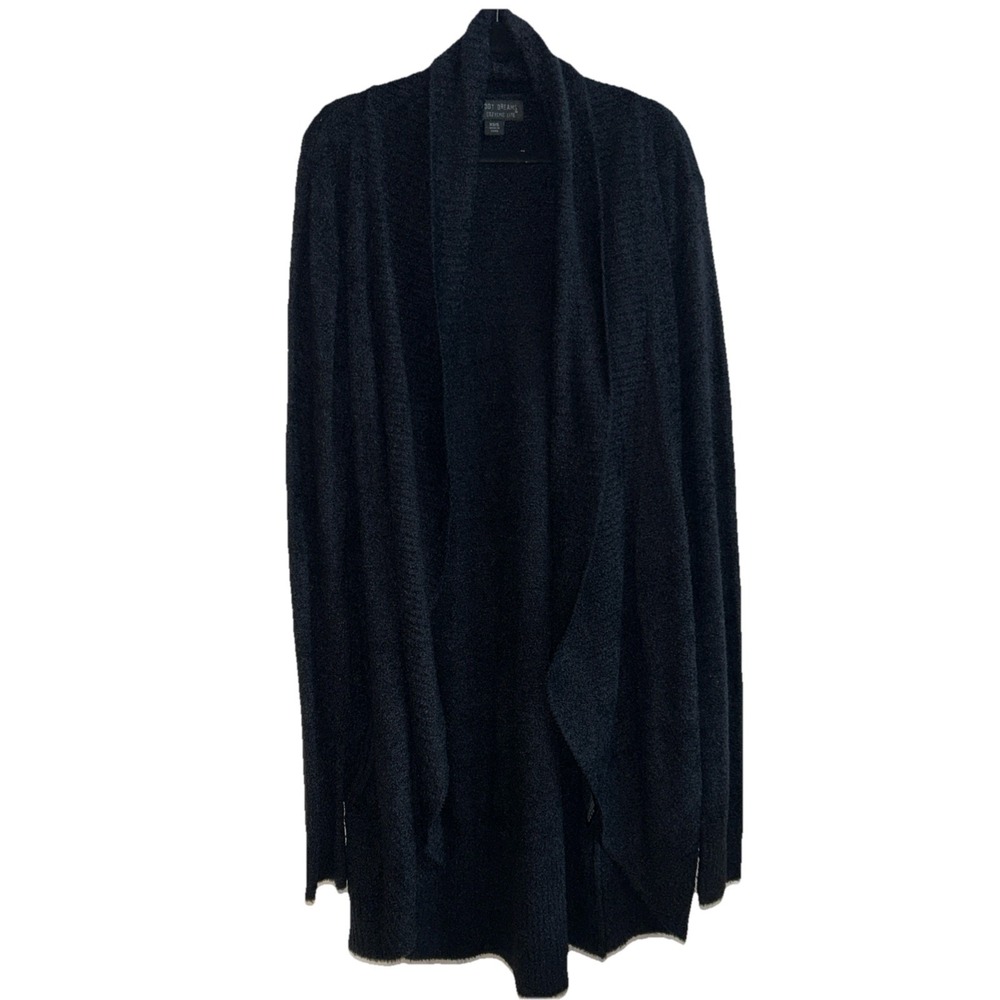 Barefoot Dreams CozyChic Lite Cardigan XS/S Black Open Front Soft Lounge Sweater